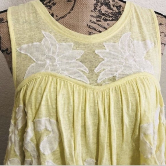 ❣️HP❣️Free People Yellow Cold Shoulder Floral Flowy Spring Top. Sz:XS - Picture 3 of 7